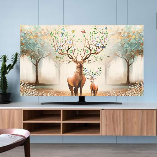Hixingo Cubierta Antipolvo para TV, 32-80 Universal Funda para Televisor Elástico Protector para Smart TV, Ciervo 3D Cubierta de Televisión Pantalla de Funda (80 Pulgadas,Mariposa)