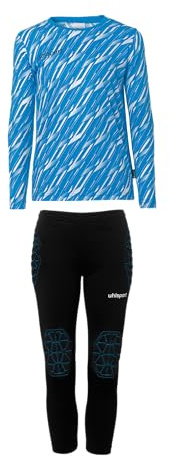 uhlsport Boys' Progressive Goalkeeper Set, Junior Jersey, Cyan/White, 140 EU