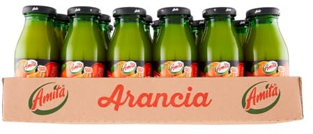 Amita Arancia, Bevanda Rinfrescante a Base di Arancia, Gusto Autentico e Fresco, con almeno il 40% di Frutta - Confezione da 24 Bottiglie di Vetro