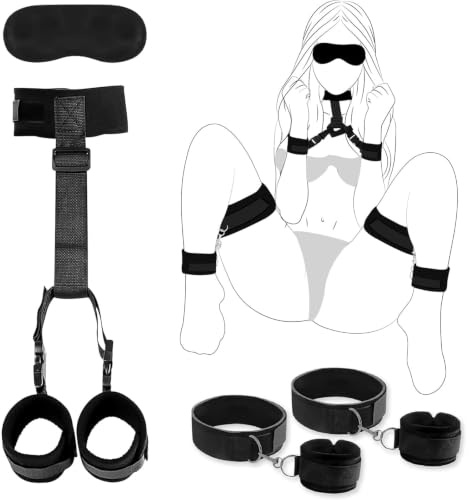 HBABY Sex Toýs Femme BDSM Set, Menottes Sexy érotique Sextoy Femme sex toýs Couple et Collier, Jouet Adulte Sexualité Objet Sexuelle Adulte Couple pour Faire l'amour,Menottes Sex lit Sex Toy