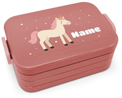 printplanet® Personalisierbare Brotdose „Layout Einhorn“ – Lunchbox/Bento Box von Mepal – mit eigenem Namen oder Wunschtext – Farbe Vivid Mauve – BPA-frei – Geschenkidee
