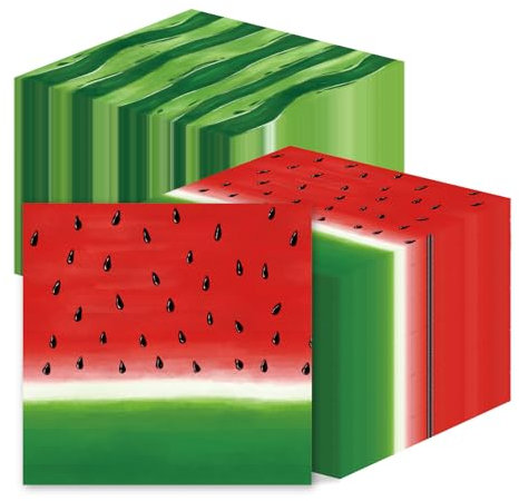 Kotkiddy 20 Stück Wassermelone Papier Servietten Sommer Ferien Einweg Servietten Rot Grün süße Frucht Dessert Dinner Servietten Geburtstag Dusche Partyartikel