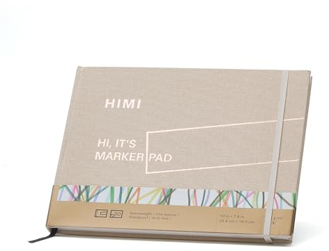 HIMI Skizzenbuch speziell für Alkoholmarker, 200 g/m² hochwertiges Papier, 30 Blatt, 10 Zoll × 7,6 Zoll, Hardcover Skizzenbuch speziell für Marker