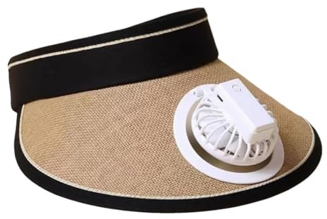 Sol Gat con Ventilador con Ventilador, Tapa de protección Solar Ancha, Sombrero de Visera de Ventilador USB, Sombrero de Visera de refrescante con Ventilador de velocidades Ajustado para Mujeres