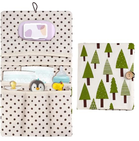 Draupnir Porta Pannolini e Salviette da Borsa 2 in 1, Piccola Per Pannolini, Porta Borsa Da Appendere Pieghevole per Mamma in Viaggio(Albero)