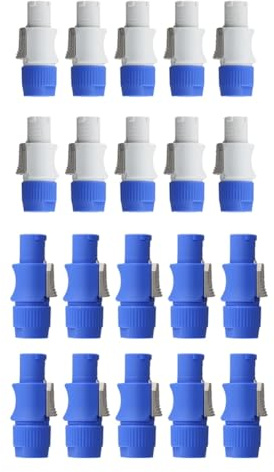 Dytabepl 20 Stück Powercon-Stecker Kit, 3-Poliger Nac3Fca NAC3FCB Netzstecker Adapter, Audio Lautsprecher Adapter für Strahllicht, LED-Bühnenlicht, Stromversorgung, Bühnenbeleuchtung