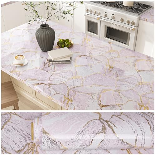 VEELIKE Carta da Parati Effetto Marmo Rosa Oro Lucida 40 cm × 300 cm Carta Adesiva Marmo Rosa Dorato Pellicola Adesiva Decorativa Piano di Lavoro della Cucina Bagno Lavabile Adesivo per Mobili