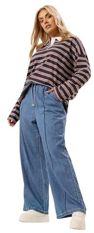 Yours Curve Seam Front Wide Leg Jeans - Women's - Plus Size Curve