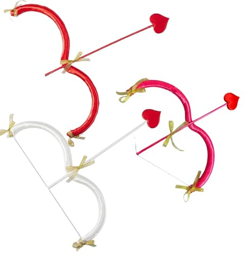 Lawnrden Amor-Pfeil- und Bogen-Set, 17, 72 Zoll, herzförmig, niedliches Valentinstag-Amor-Bogen-Kostüm für Cosplay, Weihnachtsfotografie, weiß |.Kostüm