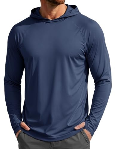 MAGCOMSEN Men's Sun Protection UPF 50+ Running Top Lightweight Quick Dry Breathable Gym Hoodies Long Sleeve Sports T Shirt