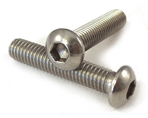 1/4-28 UNF Socket Button Head Bolts, Allen Key Drive, A2 Stainless Steel, 5/8 to 1 1/4 Long (20, 1/4 X 1 1/4)