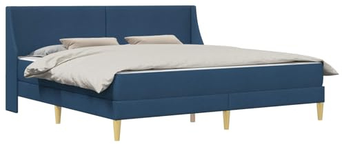 vidaXL Bettgestell mit Matratze Blau 180 x 200 cm Polyester, Moderne Bettgestell, atmungsaktives Material, Bequeme Schaummatratze, minimalistisches Design, platzsparend für Dein Schlafzimmer