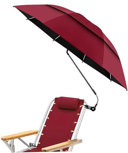 Ngbbby Sombrilla para Silla, Sombrilla de Playa con Abrazadera, Sombrillas para Silla, Sol portátil para Acampar, Rojo