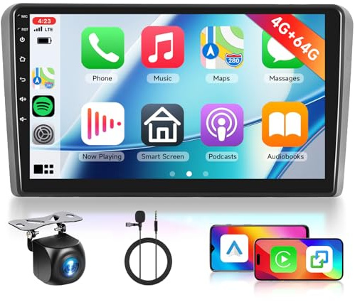 Hodozzy 4GB+64GB Android Autoradio per Audi A3 S3 RS3 8P 8V 2003-2013 | Carplay Android Auto Senza Fili, 9 Pollici Touch Screen Auto Radio 2 Din GPS Navigatore, Bluetooth WiFi, DSP RDS +Retrocamera