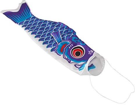 Sharplace Japanische Karpfen Fahne Koinobori Windsack Dekoration - Blau, 100cm