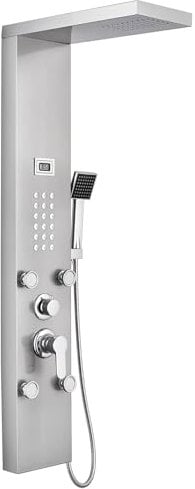Auralum Duschpaneel Edelstahl mit Armatur 3 Wasserausgabemodi,Duschpaneel Komplett mit LCD Temperaturanzeige,Duschsystem Massagedusche paneel Badezimmer