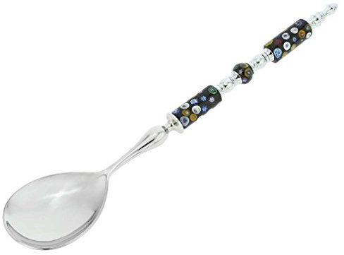 Italienischer Salatlöffel aus Muranoglas - Black Millefiori