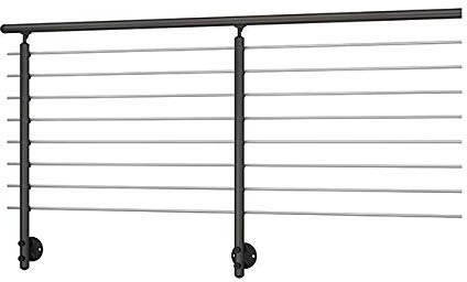 Handrail Banister Balustrade Anthracite for Indoor OR Outdoor Use with Wall Mounted Posts - PROVA 8 (EXTENSION KIT 2M)