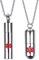 Flongo SOS Capsule Collier avec pendentif en acier inoxydable Argent Rouge Identification médicale SOS cas d'urgence Capsule d'urgence, Acier inoxydable