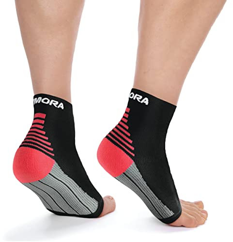 Rymora Foot Compression Socks Sleeves - Ease Plantar Plantar Fasciitis Discomfort and Foot Aches - Supports Heel, Arch & Ankle (One Pair) (Black) (Medium: 21-25cm Arch Circumference) [M]
