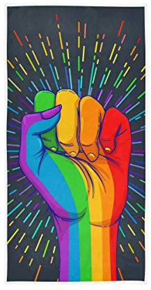 BKEOY Badetuch Gay Pride Rainbow Fist Muster Handtuch Strandtücher