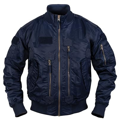 Mil-Tec US Tactical Fliegerjacke Herren • Taktische Bomberjacke mit Stehkragen • Winddichte Übergangsjacke für Frühling & Herbst • Robuste Pilotenjacke mit vielen Taschen & Patchflächen