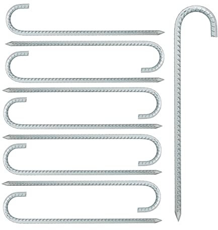 20 x Bodenanker, XL Zeltheringe, extra lang, stabile Erdanker Camping, Zeltzubehör, Stahl, Zeltheringe, 38,5 cm, Silber