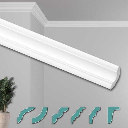 HEXIMO Deckenleisten modern XPS Styropor weiß, 2 Meter Stuckleisten Styroporleisten Zierleisten Stuck Eckleisten (50 Meter Deckenleisten ZG8)