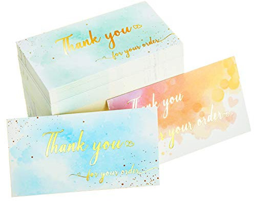 300 Stücke Thank You For Your Order Karten Aquarell Unterstützung Kleine Unternehmen Kunden Dankeskarten Goldfolie Anerkennung Notizkarten für Online oder Einzelhandelsgeschäfte Waren