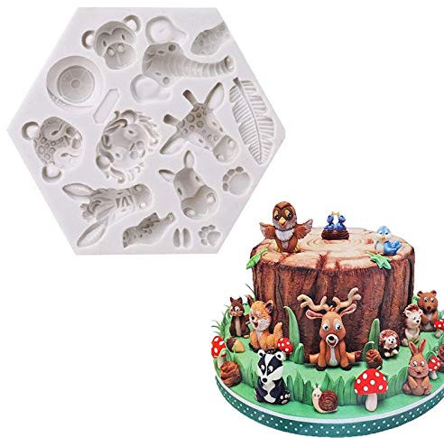 Wald Tiere Silikonform Diy Backen Fondant Formen Kuchen Schokoladenformen Silikon Wald Dekorative Kuchenform Mold Für 3D Animal Schokolade Süße Formen Silikon Backformen Dekorationswerkzeuge