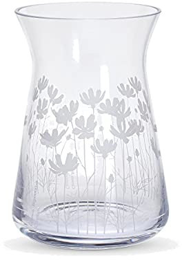 Dartington Crystal Bloom Cosmos Bunch Vase, Single | Clear | Features delicate Cosmos | Flared rim to best display longer stem varieties | 210mm | Attractive addition to the home