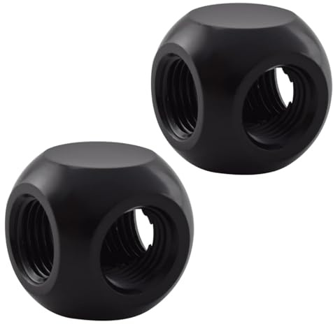 MARRTEUM Lot de 2 raccords à bille 3 voies G0,6 cm pour système de refroidissement à eau d'ordinateur, noir, lot de 2