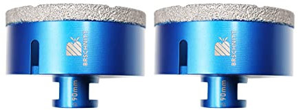Punta per Trapano Diamantata 90mm- BRSCHNITT Vacuum Brasato Foretto Diamantato con Filettatura M14 per Porcellana Piastrella Granito Marmo Taglio a Secco(2 pezzi).