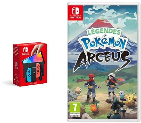 Console Nintendo Switch (Modèle OLED) avec Manettes Joy-Con Bleu Néon/Rouge Néon + Légendes Pokémon : Arceus (Nintendo Switch)