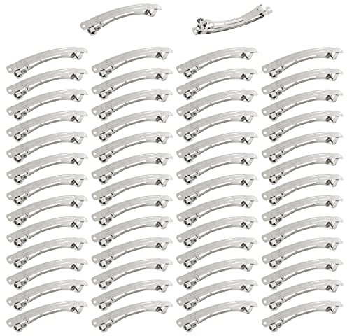 50 Stück 10,2 cm silberfarbene rechteckige Metall-Haarspangen zum Selbermachen für Schleifen, Haarspangen, Pferdeschwanz-Halter, Haarclips, Zubehör für Frauen und Mädchen