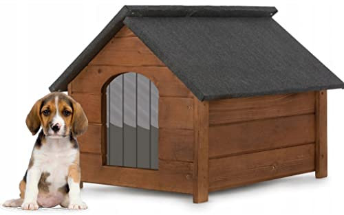 Hundehütte Kiefer Outdoor Hundehaus Hundehöhle Hund Wetterfest Winterhaus Katze Hund Katzenhaus Echtholz isolierte 70x50cm (Walnuss)