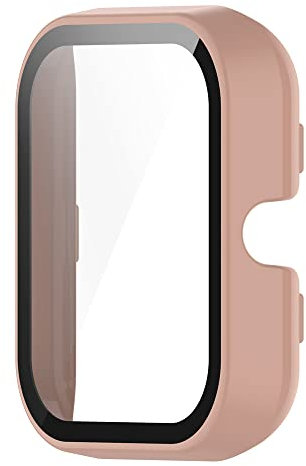 Feysentoe Hülle mit Glas Displayschutz Kompatibel mit Amazfit Bip 3/Bip 3 pro Schutz Case Schutzhülle.(rosa)