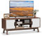 GOPLUS Meuble TV du Milieu du Siècle, Meuble de Rangement Multifonctionnel en Bois avec 2 Portes d'Armoire et 2 Étagères Ouvertes, Console TV en Bois pour TV Jusqu'à 43 Pouces (Blanc)