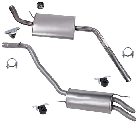 ATEC Germany Auspuff Schalldämpfer Set 1x Mittelschalldämpfer, 1x | Kompatibel mit: VW TRANSPORTER T4 Bus, TRANSPORTER T4 Kasten