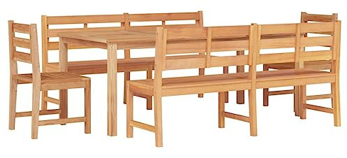 vidaXL Gartenmöbel 5-TLG. Tisch Bank Stuhl Gartengarnitur Sitzgruppe Gartenset Sitzgarnitur Gartentisch Esstisch Gartenbank Gartenstuhl Massivholz Teak