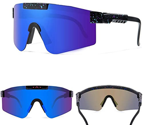 Rawrr Fahrradbrille Polarisierte Sportsbrille,HD Bunte Sonnenbrille mit TR90 UV400-Schutz Winddicht Radsportbrille für Herren Damen Radfahren Fahren Motorrad Golf,Dunkelblau