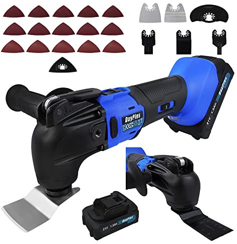 Battery Cordless Oscillating Multi-Tool, Electric Cordless Oscillating Multitools Machine with 4° Oscillating Angle, 22pcs Accessories 6 Speed Oscillating Multi-Tool for Sawing, Cutting