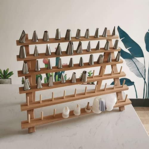 LXLZYXSF Foldable Lcing Frosting Nozzles Organizer Wood Piping Tips Shelf, Pastry Tips Rack Holder Stand for Kitchen, Baking Tools