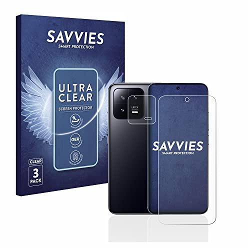 Savvies Schutzfolie für Xiaomi 13 | (Display+Kamera) 6 Stück Transparenter Displayschutz Made in Germany Ultra-Klar Displayschutz-Folie