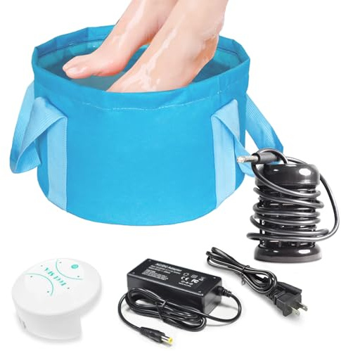 YoTmake Ionic Detox Foot Bath SPA Machine, Ionic Cleanse Detox Foot Bath Spa Machine with Blue Bucket for Health Care Personal Home Travel