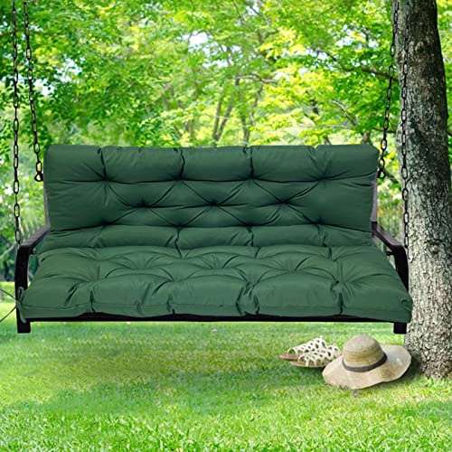 LiveGo Garden Bench Cushion 2/3/4 Seater Soft Outdoor Waterproof Patio Lounger Bench Swing Hammock Pad with Backrest (120 * 100 * 10CM, Dark Green)