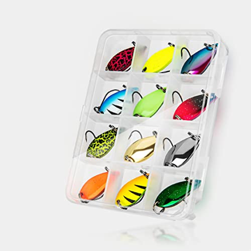 Set de pêche 12 pièces, leurre métallique 3,5g pour la pêche en eau douce et en mer