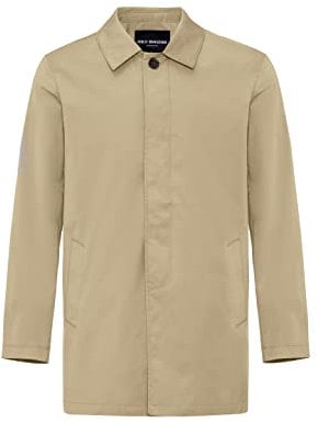 Redbridge Elegante cappotto corto da uomo con collo a ventaglia, look classico, bottoni nascosti, beige., S