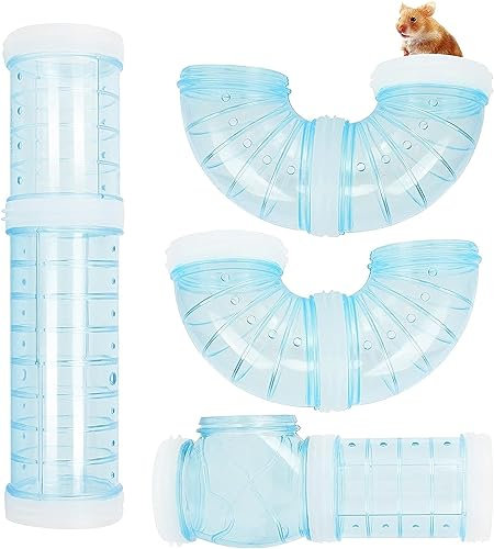 Ticeed Hamster Spielzeug Tunnel Haustier Tunnel Hamster Cage Tubes DIY Kreative Verbindung Tunnel Transparent Tunnel für Käfig Expansion Röhren Rohrverbindung Sport Blau Tunnel Klein Haustier