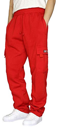 KONG JIMFAN Jogginghose Herren Vintage Yogahose Herbst Und Winter Warme Herren Sporthose Herrenhose Weite Jogginghose Trapstar Hose White Jogging Pants Baggy Sport Handschuhe Gym(Rot,XL)